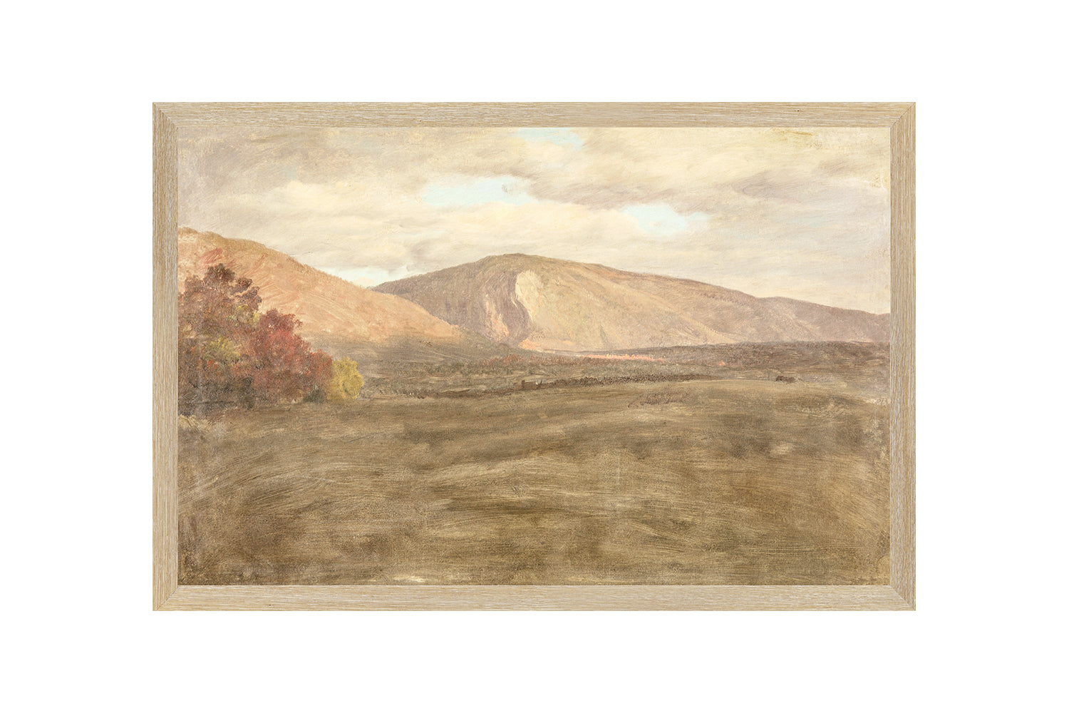 "Hudson River School - Mount Katahdin 1870" Framed Art Print ARTWORK - framed print Celadon Art Medium Canvas On Board Light Wood
