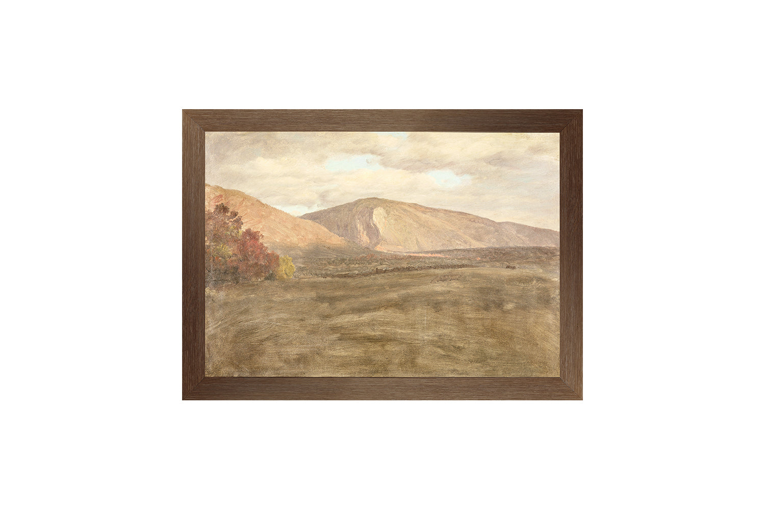 "Hudson River School - Mount Katahdin 1870" Framed Art Print, Small Canvas On Board Dark Wood
