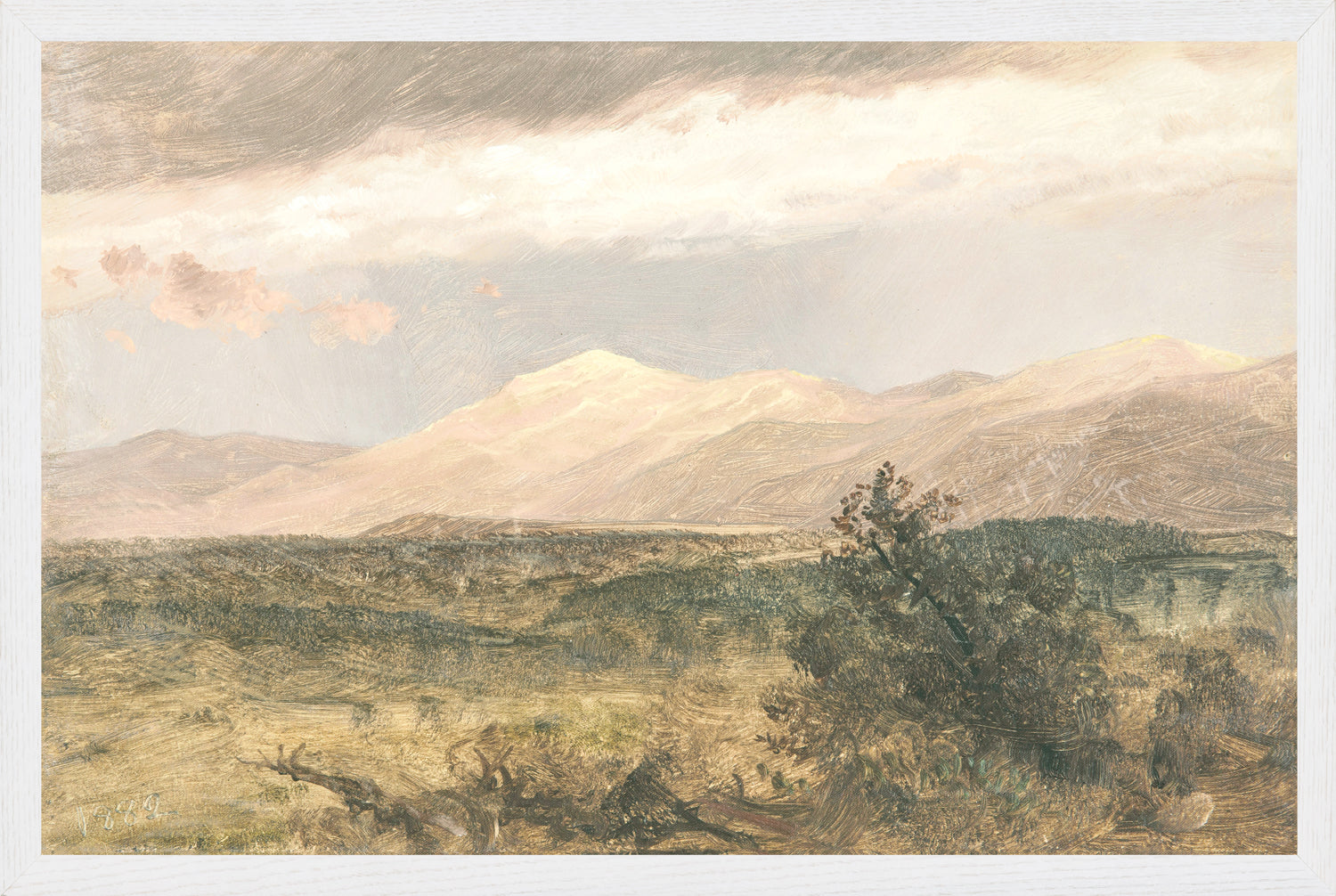 "Hudson River School - Catskills at Sunset 1870" Framed Art Print ARTWORK - framed print Celadon Art Large Canvas On Board White