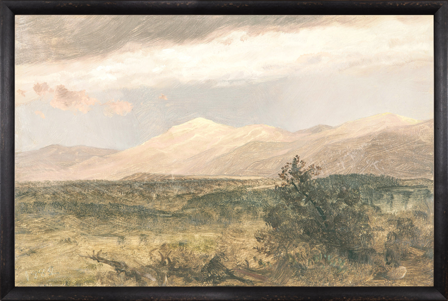 "Hudson River School - Catskills at Sunset 1870" Framed Art Print ARTWORK - framed print Celadon Art Large Canvas On Board Black