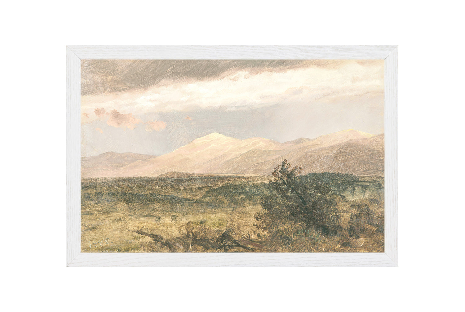 "Hudson River School - Catskills at Sunset 1870" Framed Art Print ARTWORK - framed print Celadon Art Medium Canvas On Board White
