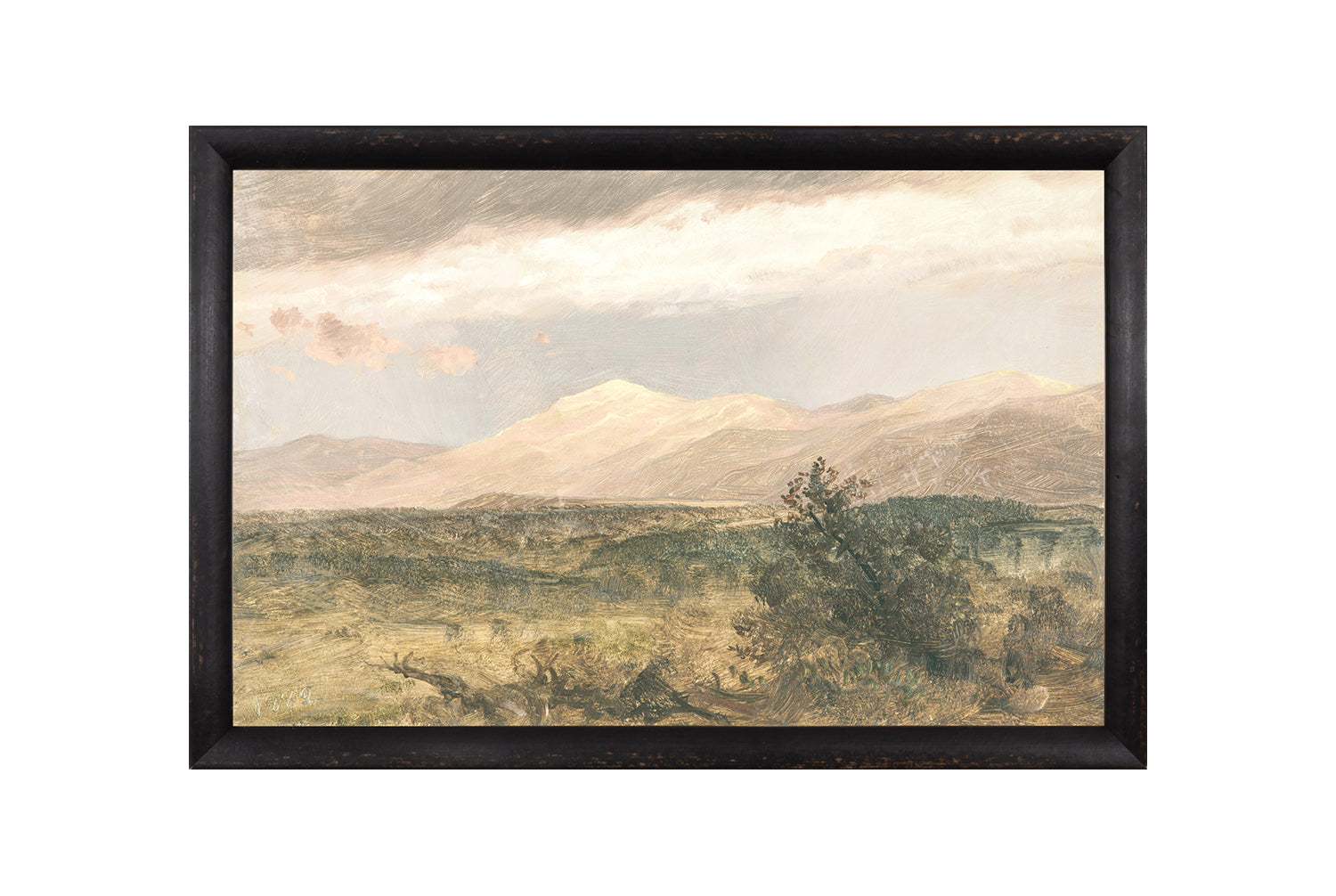 "Hudson River School - Catskills at Sunset 1870" Framed Art Print ARTWORK - framed print Celadon Art Medium Canvas On Board Black