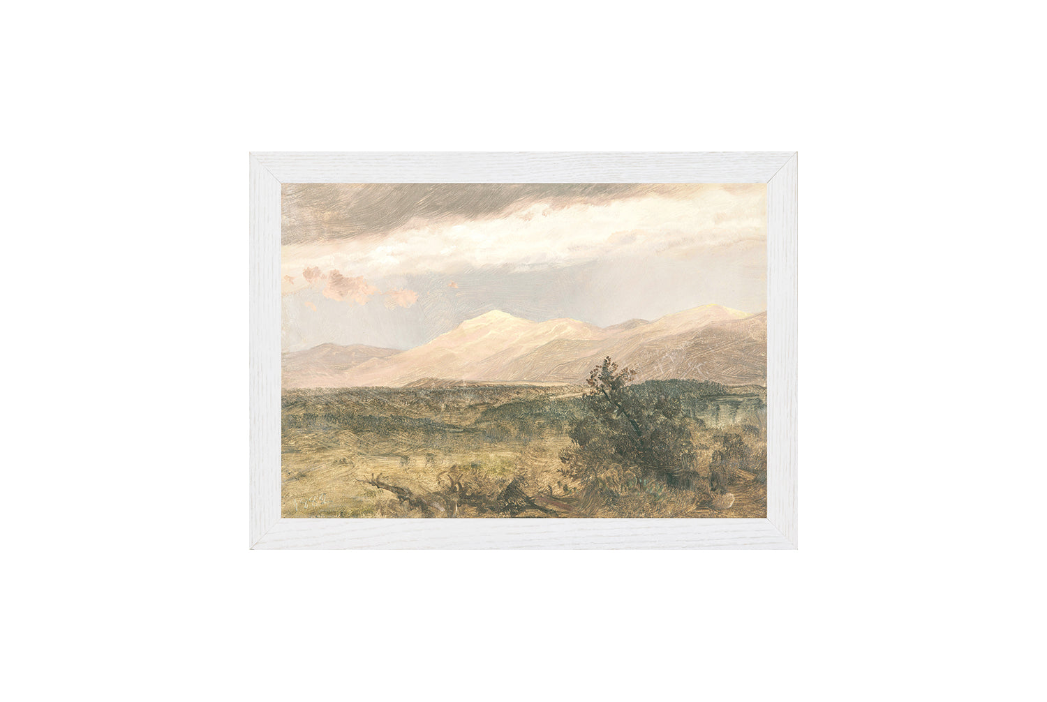 "Hudson River School - Catskills at Sunset 1870" Framed Art Print ARTWORK - framed print Celadon Art Small Canvas On Board White
