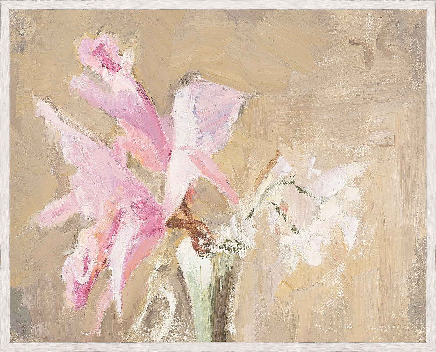 "Orchid - Raw Canvas" Framed Art Print, Medium Glass Framed