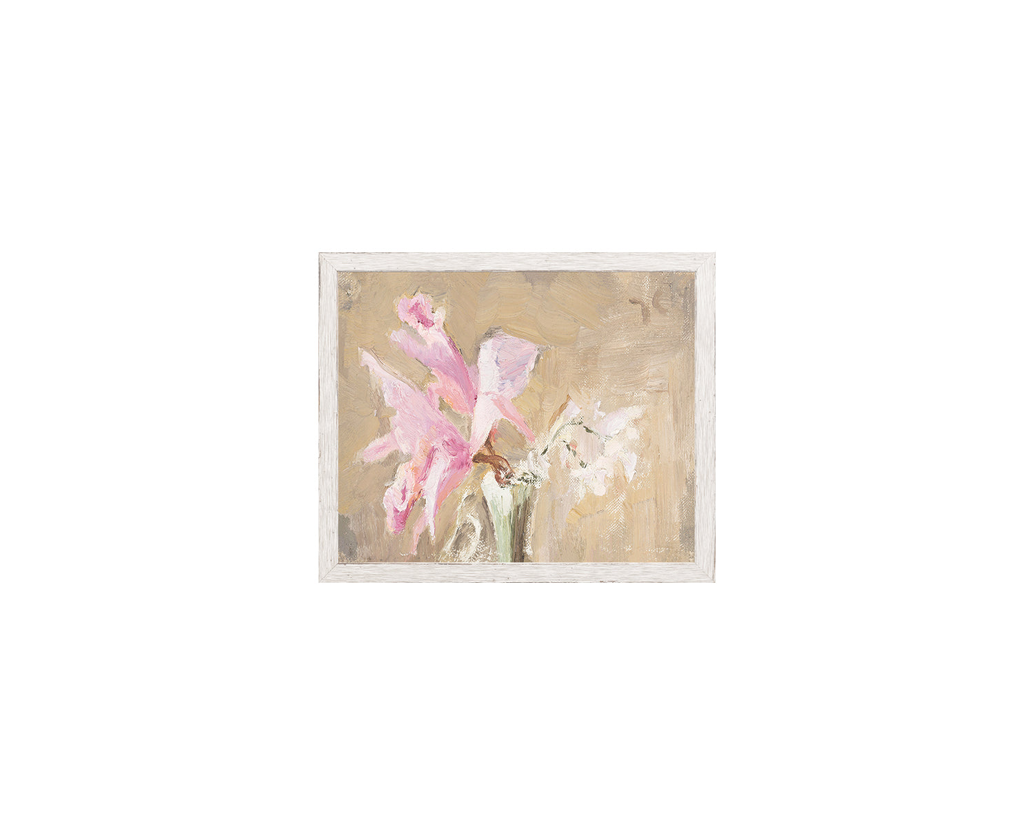 "Orchid - Raw Canvas" Framed Art Print, Small Canvas On Board