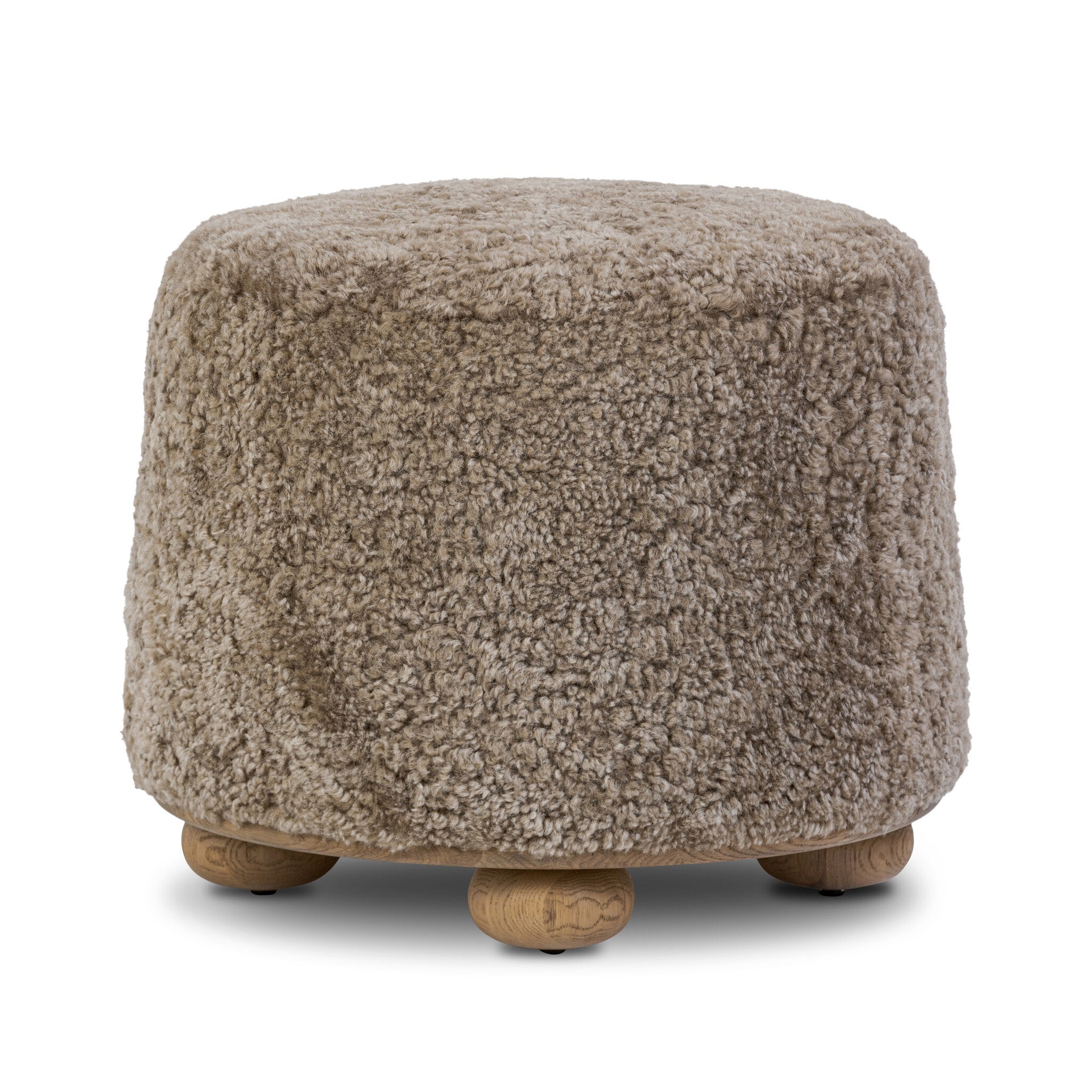 Bilbury Ottoman FURNITURE - ottoman Four Hands Taupe Shearling