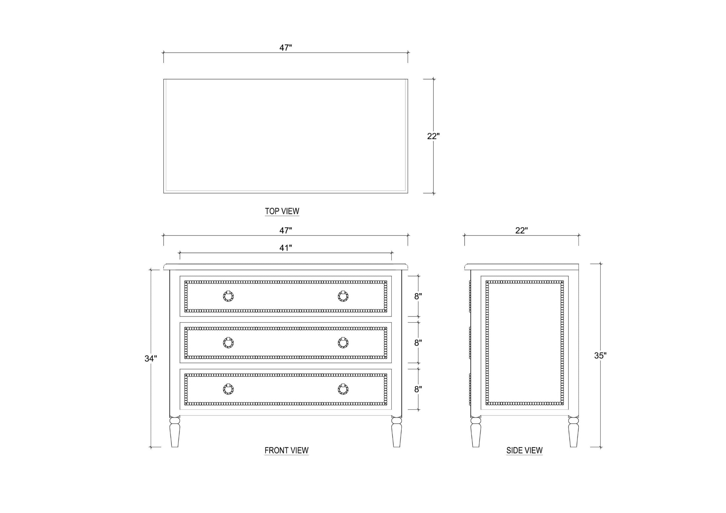 Cholet 3 Drawer Dresser FURNITURE - dressers & chests Bramble