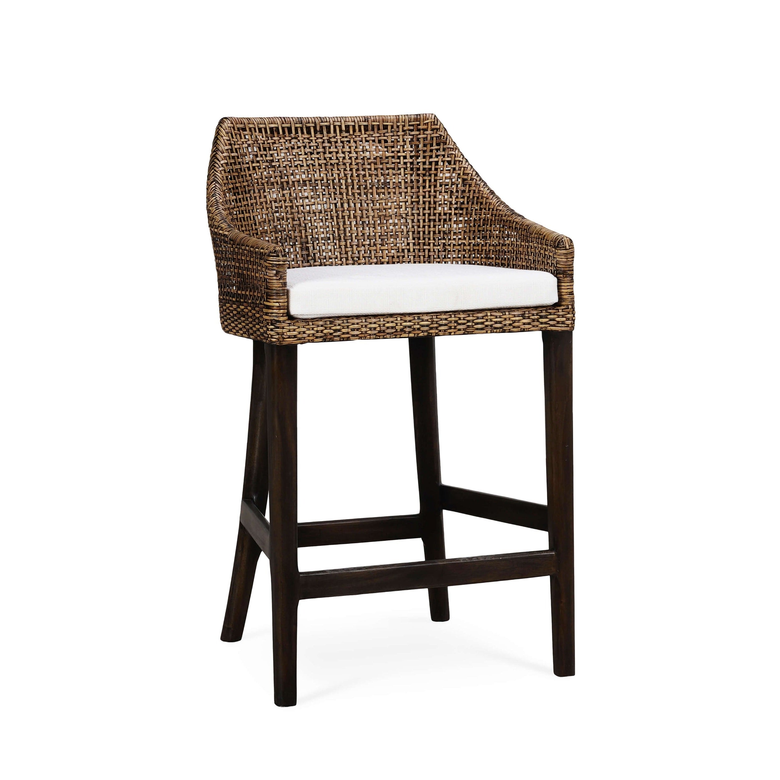 Savanah Counter/Bar Stool FURNITURE - barstools & counter stool Bramble Light Glazed Rattan w/ Arctic White Performance Seat Cushion Counter Stool