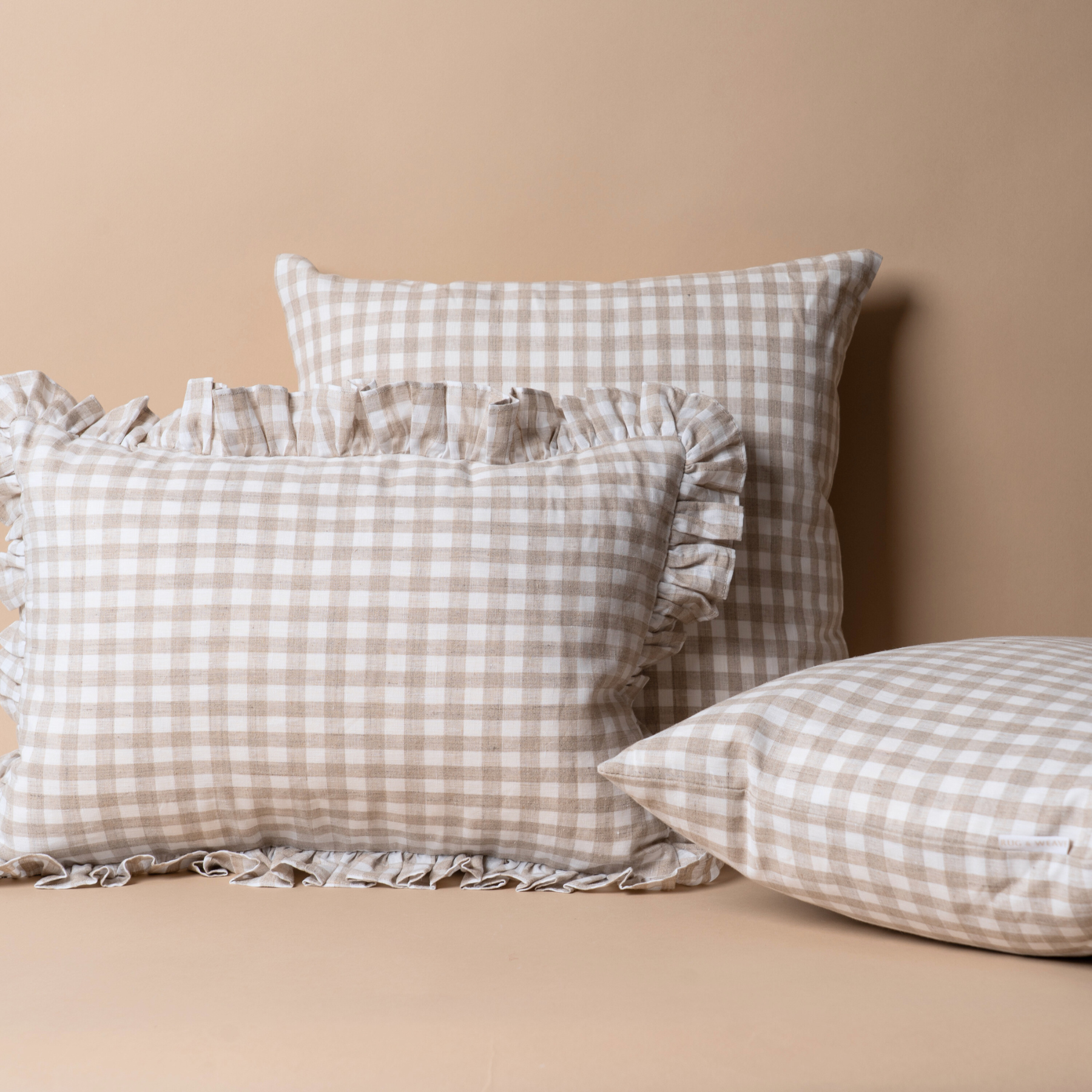 Gingham Linen Pillow Cover 1 - PILLOWS - linen - neutral Rug & Weave Pillows
