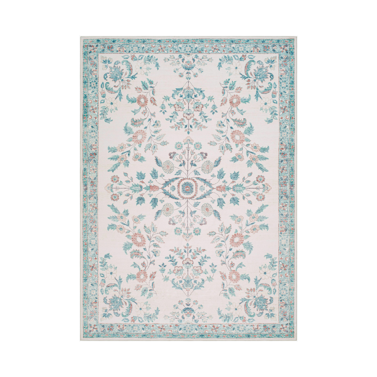 Laverne Floral Ivory Washable Rug 1 - RUGS - patterned Surya