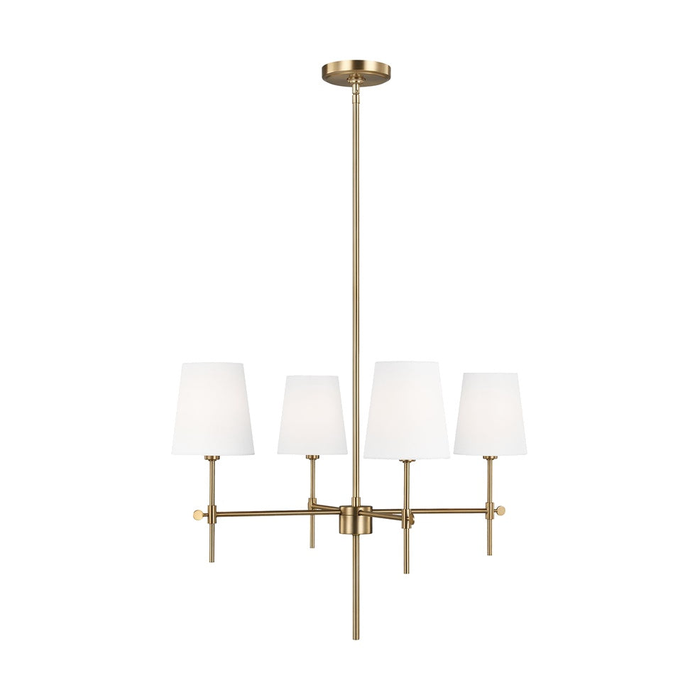 Baker Four Light Small Chandelier LIGHTING - chandelier Visual Comfort Satin Brass