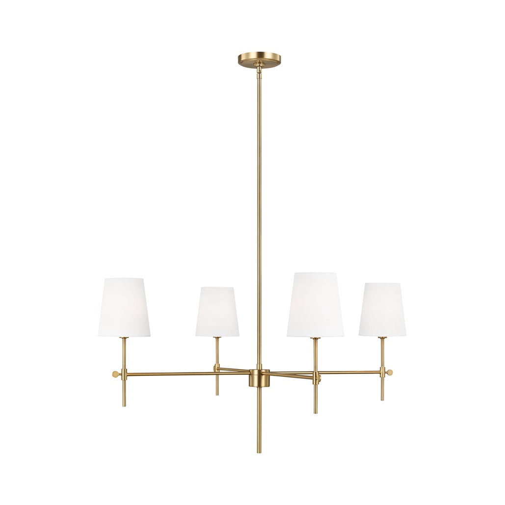 Baker Four Light Large Chandelier LIGHTING - chandelier Visual Comfort Satin Brass