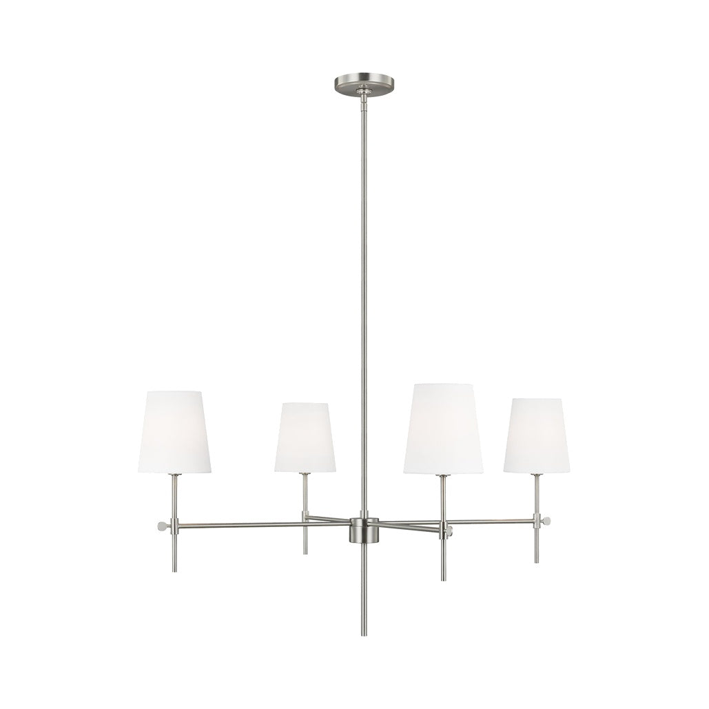Baker Four Light Large Chandelier LIGHTING - chandelier Visual Comfort Brushed Nickel