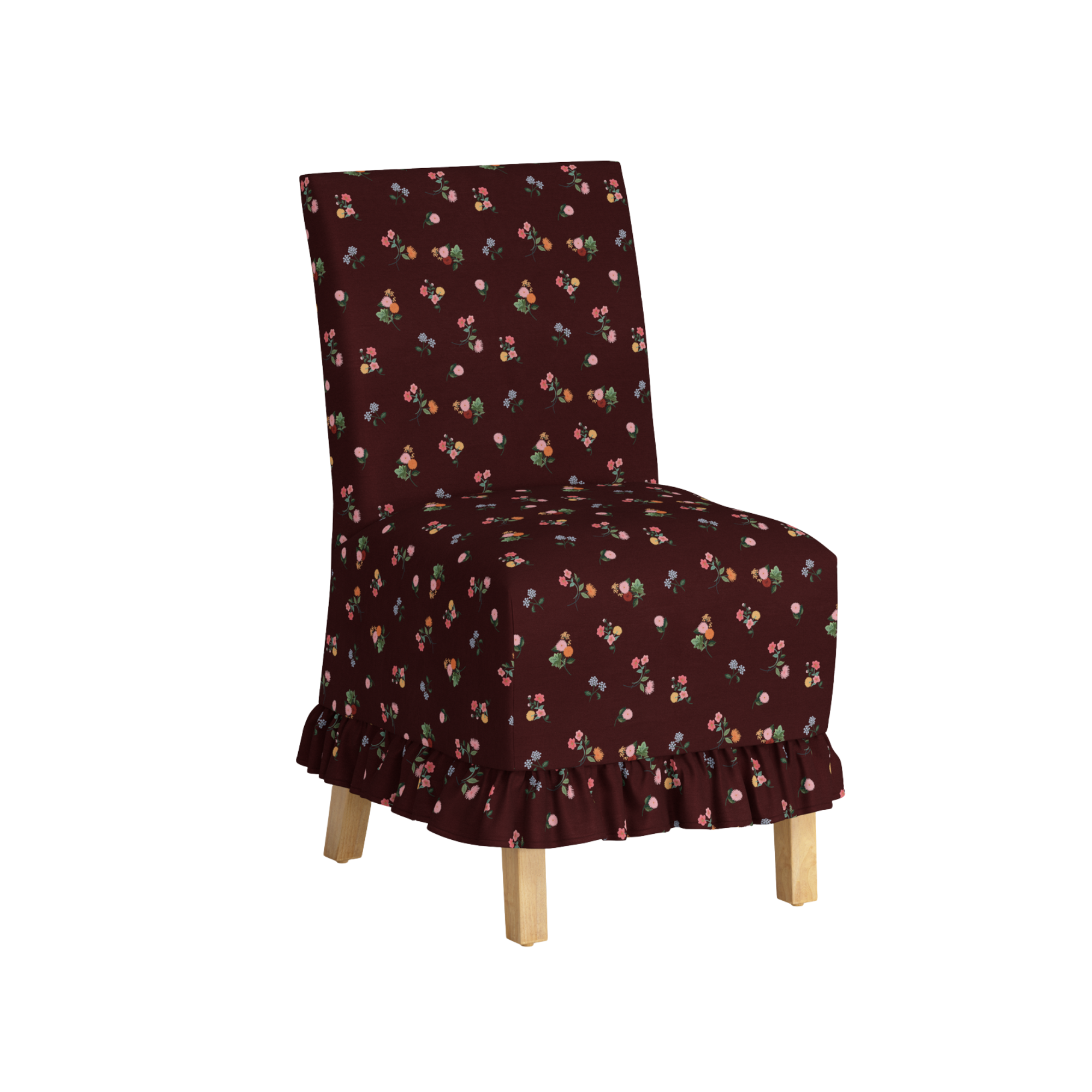 Lark Ruffle Slipcover Dining Chair FURNITURE - dining chairs Skyline Furniture Dahlia Burgundy