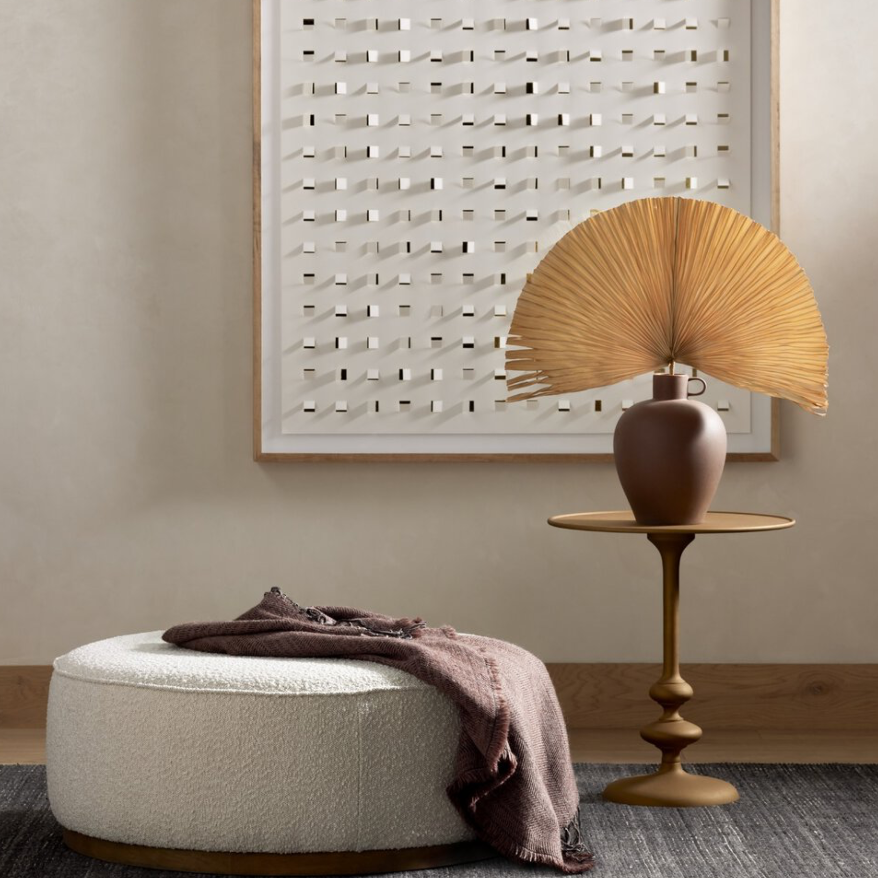 Sinclair Large Round Ottoman - Knoll Natural, Sinclair Large Round Ottoman ottomans