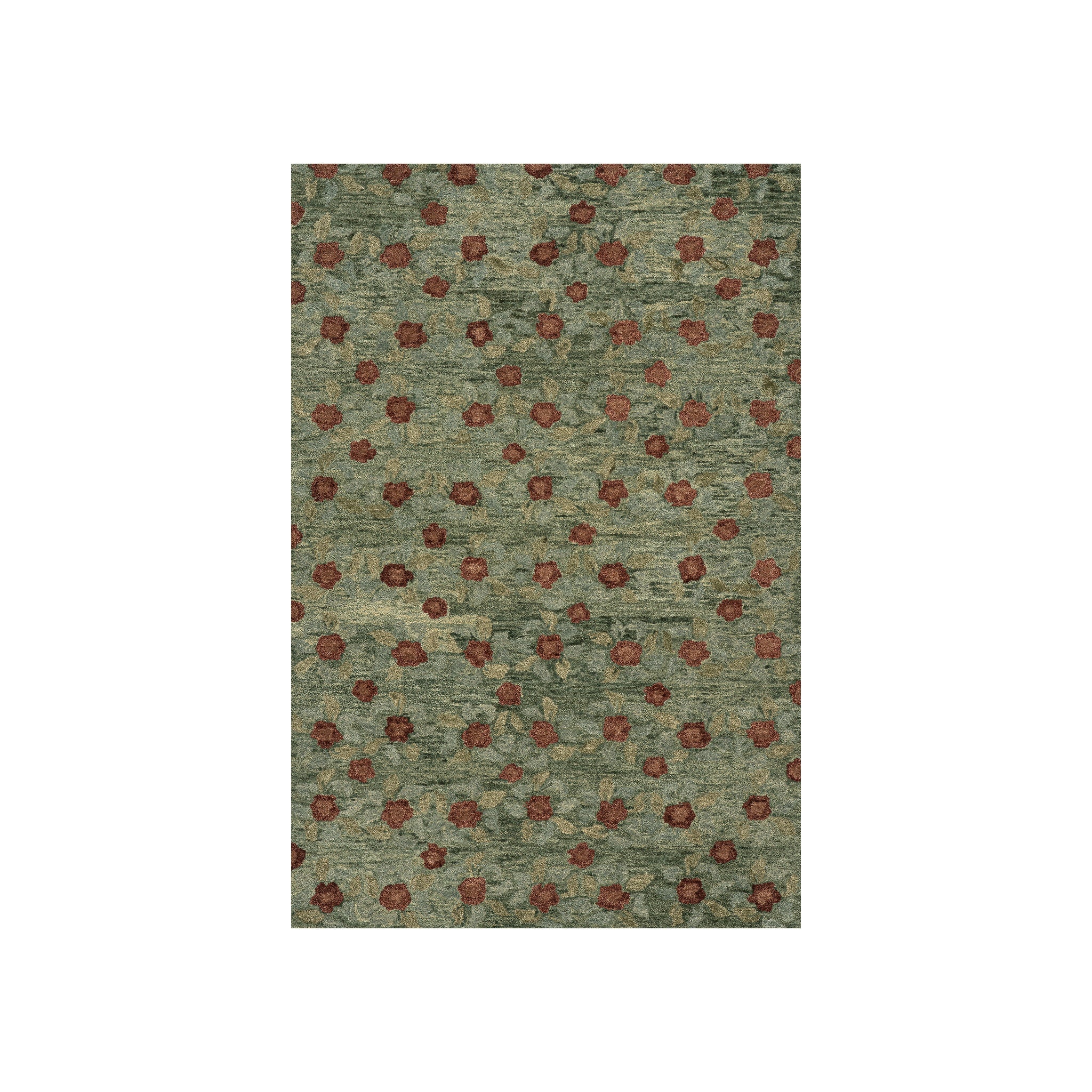 Genevive Modern Floral Wool Rug RUGS - wool Dash & Albert Green 2'6" x 8'