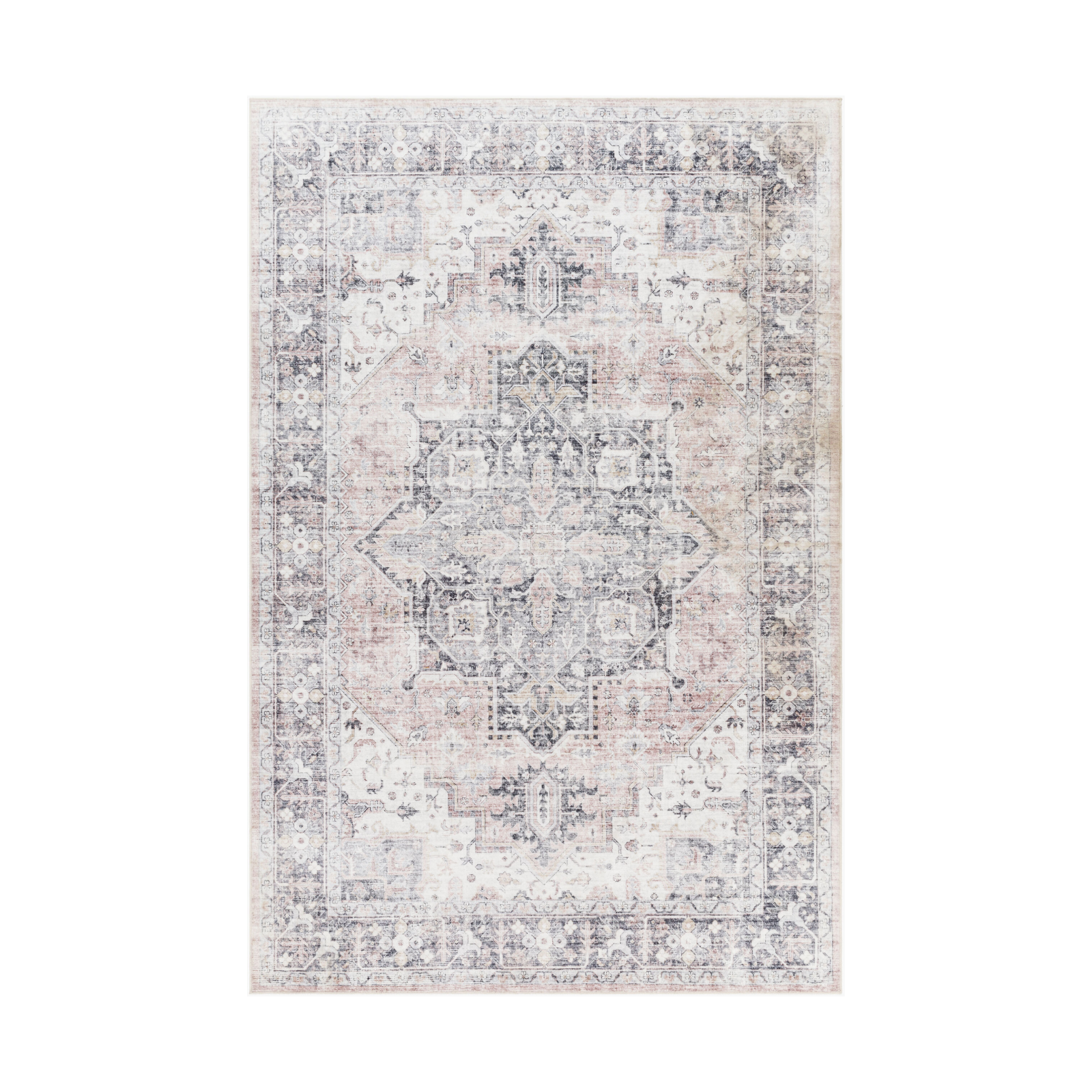 Laverne Charcoal / Blush Washable Rug 1 - RUGS - patterned Surya