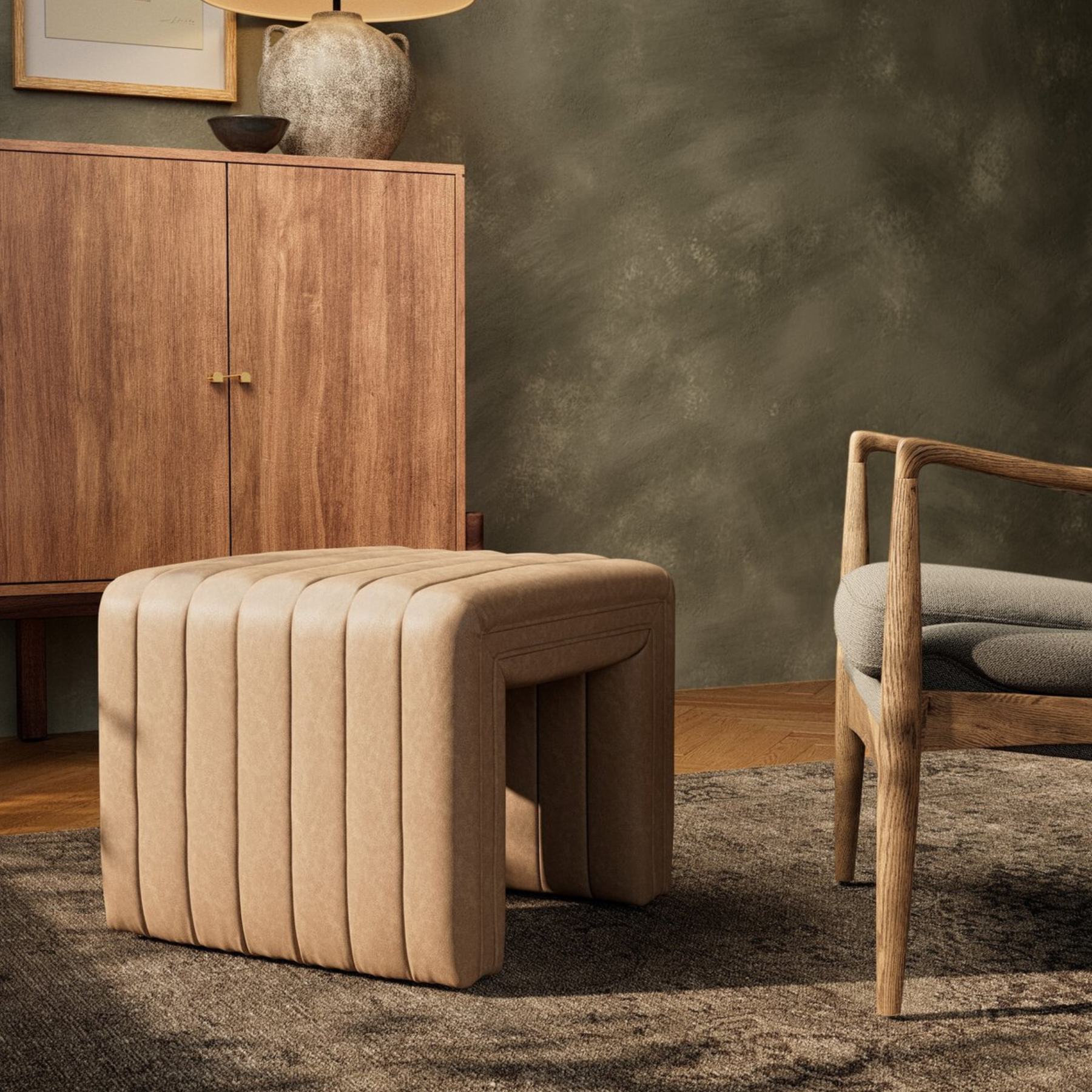 Augustine Ottoman FURNITURE - ottoman Four Hands