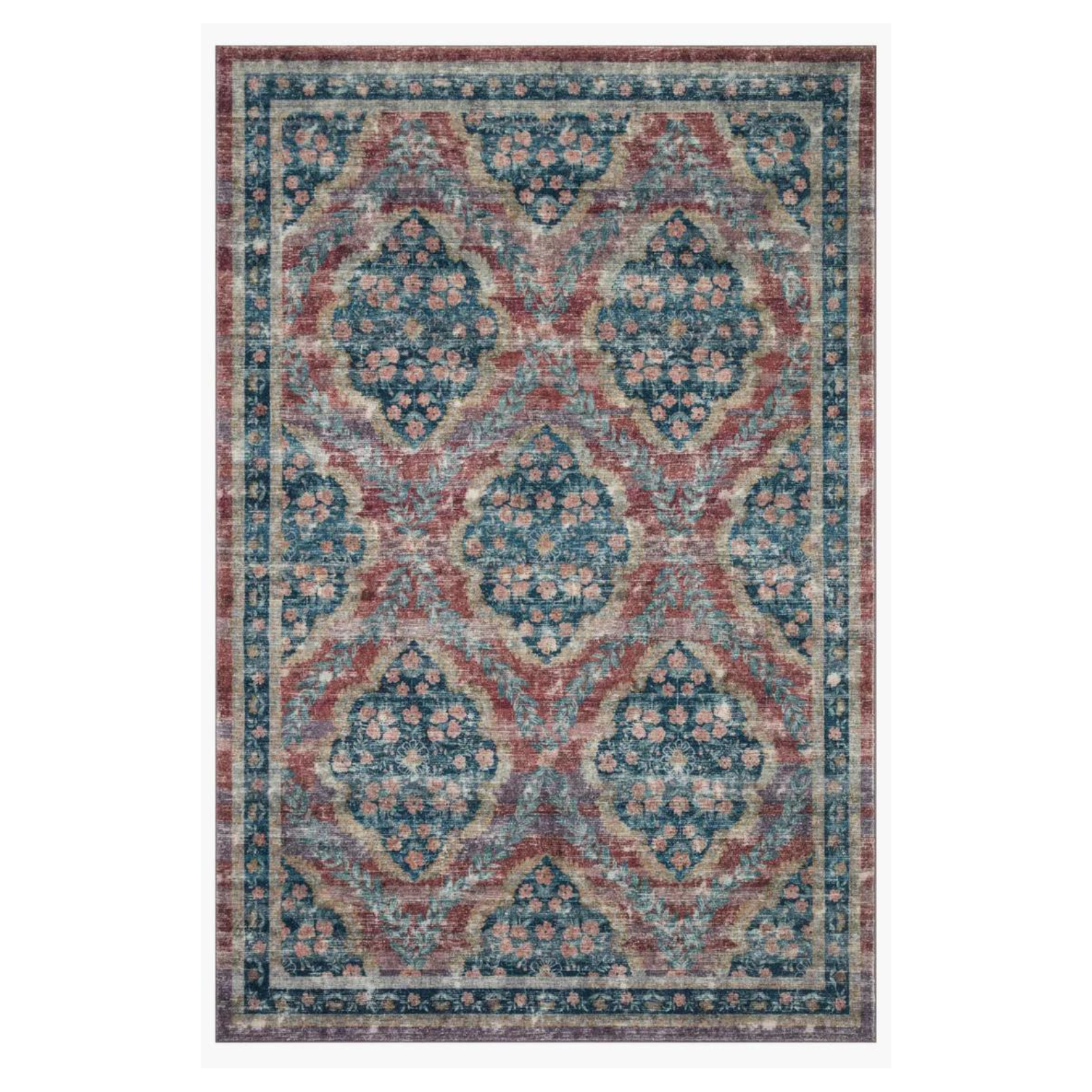 Rifle Paper Co. x Loloi Courtyard Chateau Red Rug 3-patterned rugs Loloi