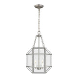 Morrison Small Three Light Lantern LIGHTING - pendant Visual Comfort Brushed Nickel Clear Glass