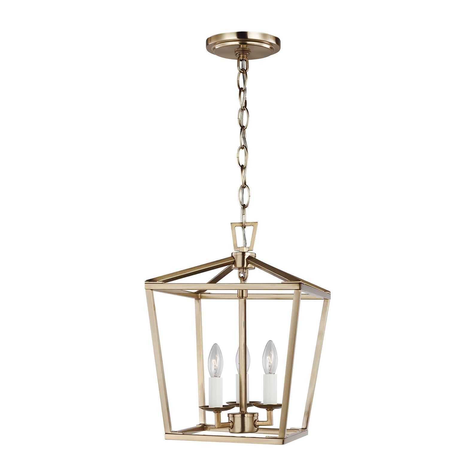 Dianna Three Light Mini Lantern LIGHTING - pendant Visual Comfort Satin Brass
