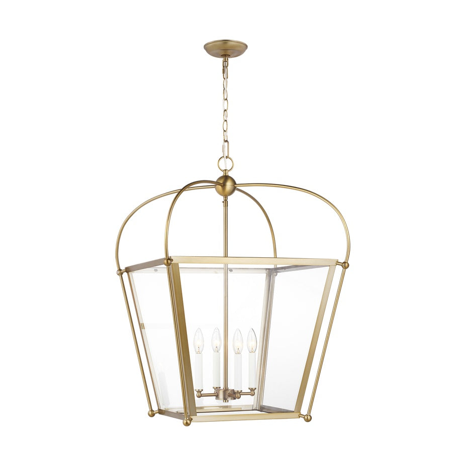 Charleston Small Four Light Lantern LIGHTING - pendant Visual Comfort Satin Brass