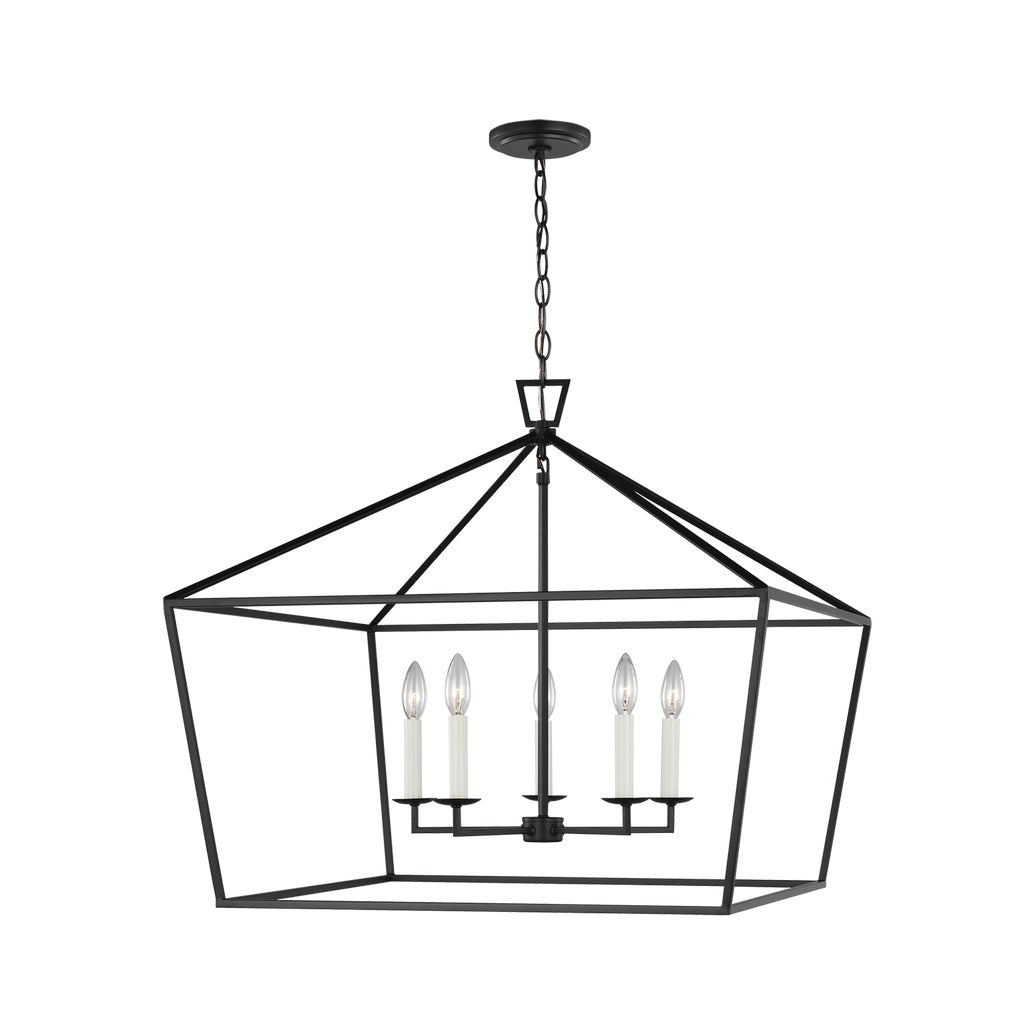 Dianna Five Light Wide Lantern LIGHTING - pendant Visual Comfort Midnight Black