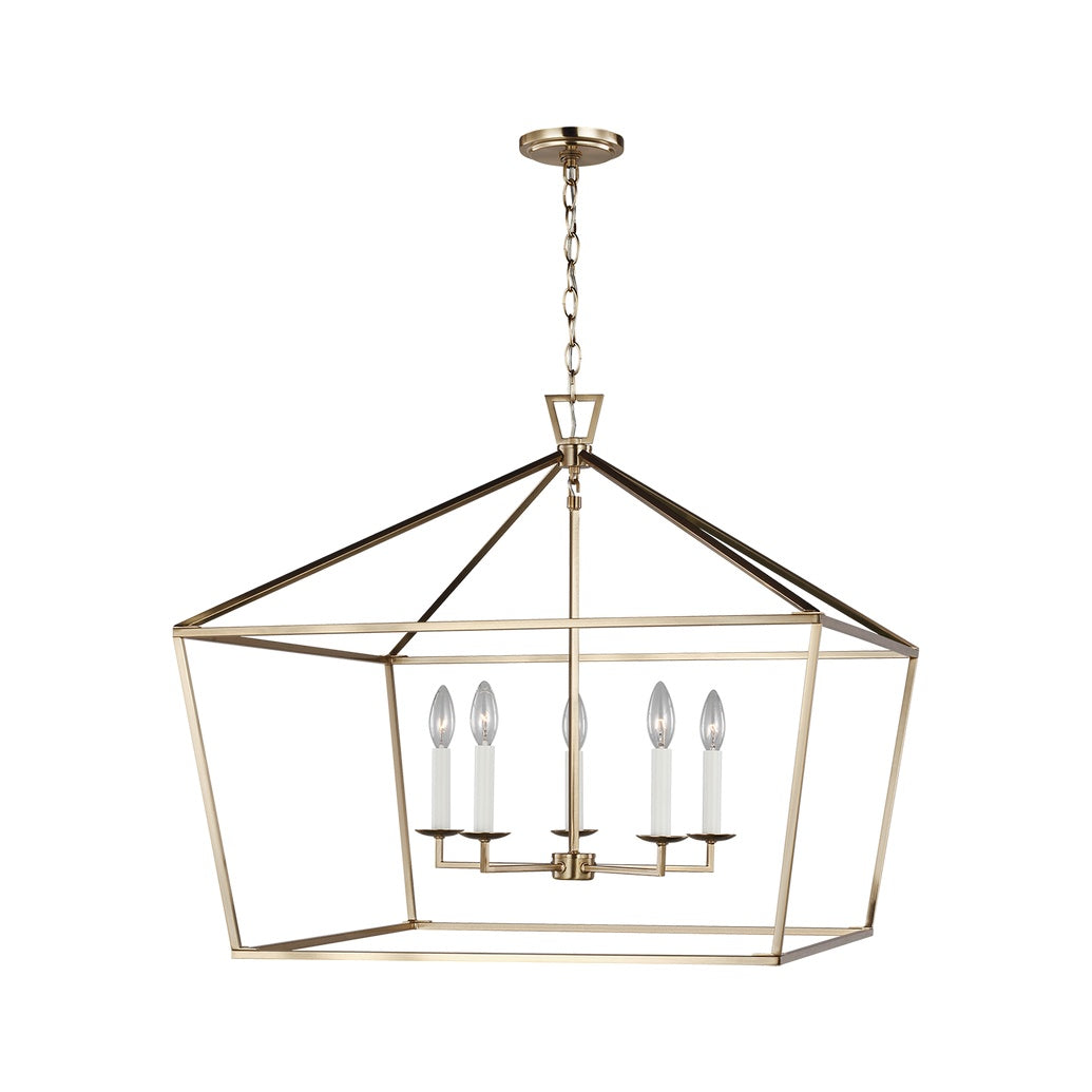 Dianna Five Light Wide Lantern LIGHTING - pendant Visual Comfort Satin Brass