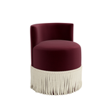 Clover Fringe Vanity Chair FURNITURE - accent chair Skyline Furniture Performance Velvet Raisin Ivory