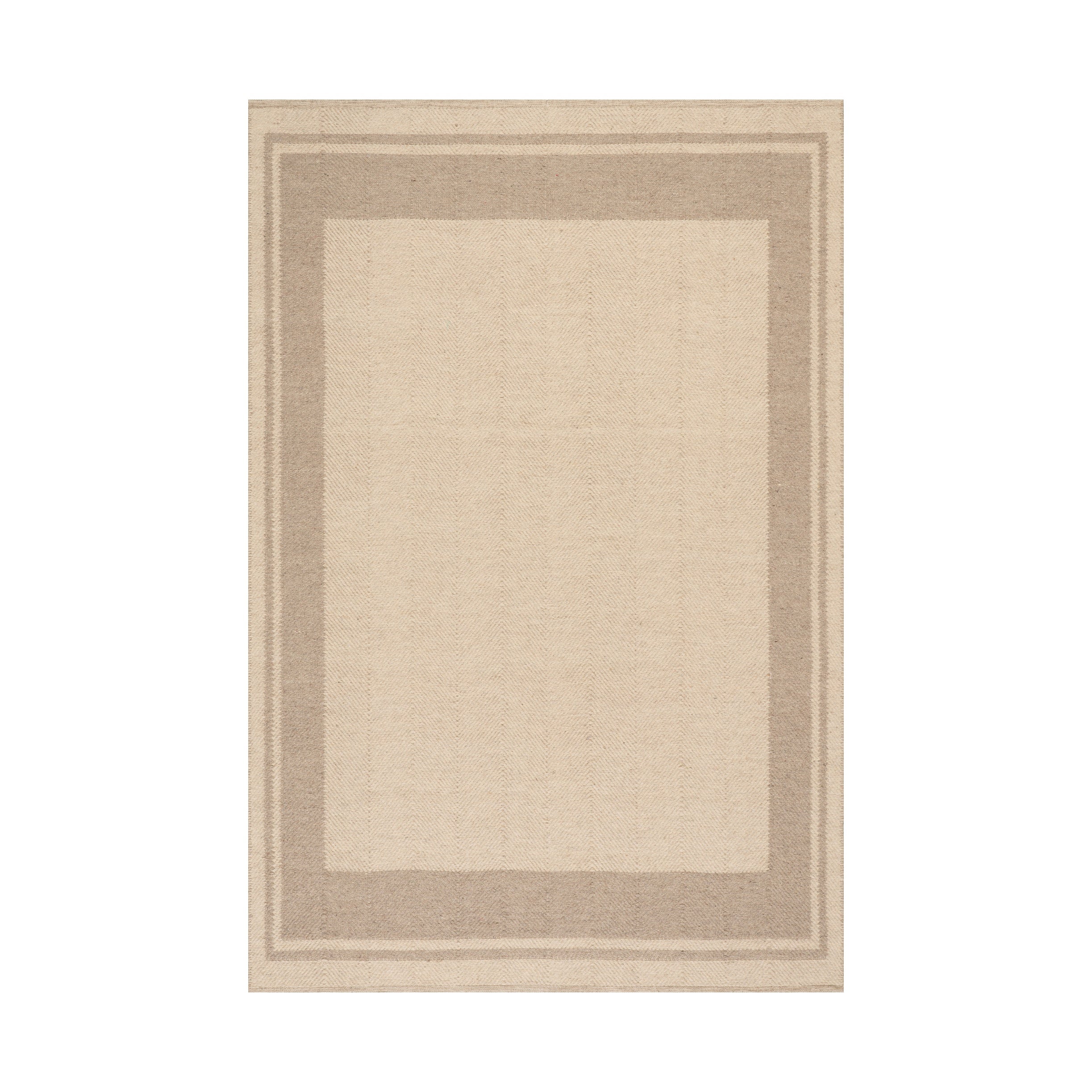 Nate Berkus Canon Bordered Wool Cozy Area Rug RUGS - wool Dash & Albert Beige 3' x 5'