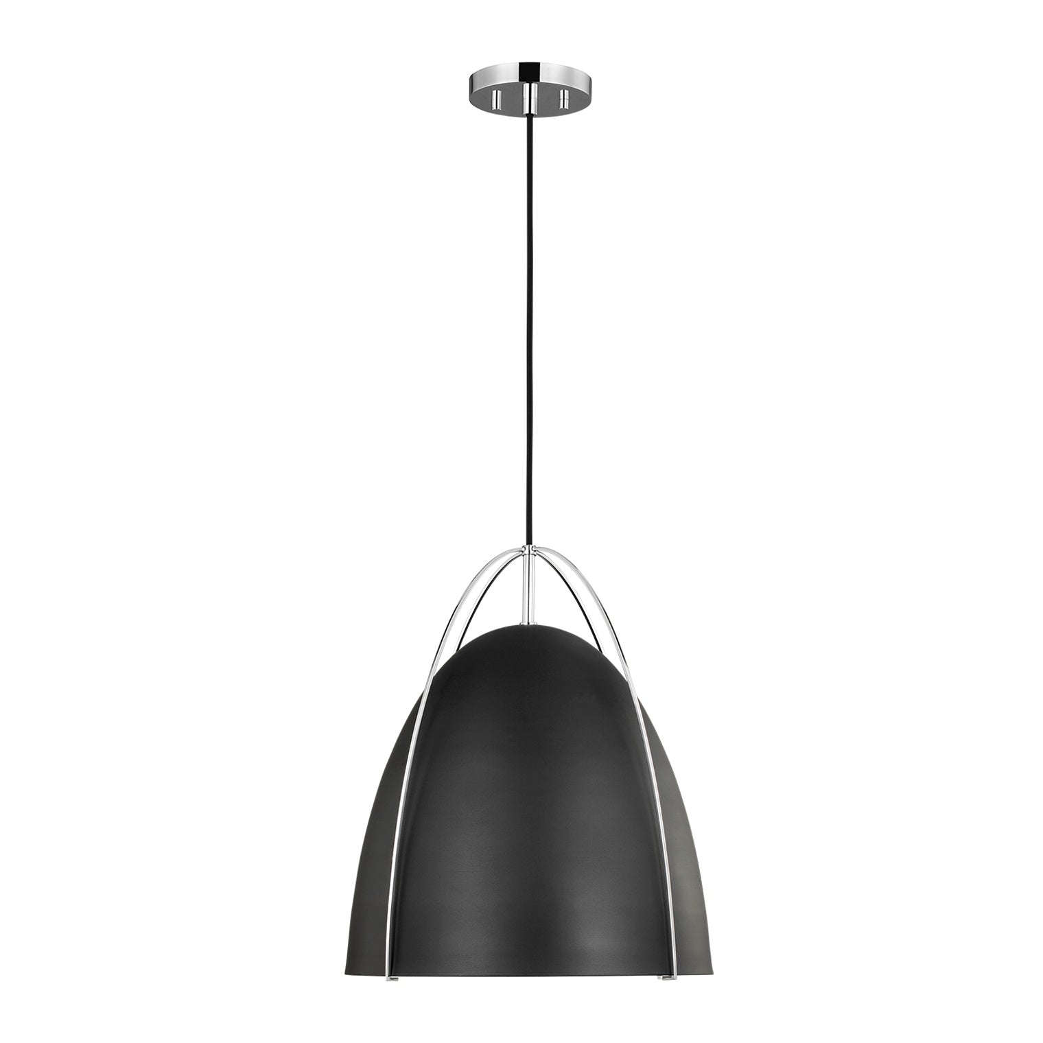 Norman Medium One Light Pendant LIGHTING - pendant Visual Comfort Midnight Black Chrome