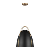 Norman Large One Light Pendant LIGHTING - pendant Visual Comfort Midnight Black Satin Brass