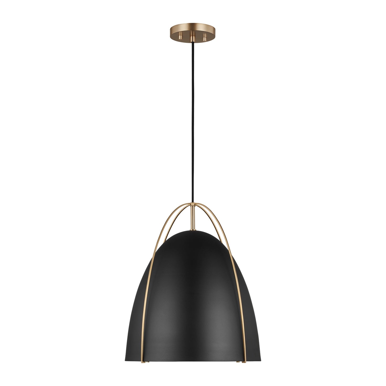 Norman Medium One Light Pendant LIGHTING - pendant Visual Comfort Midnight Black Satin Brass