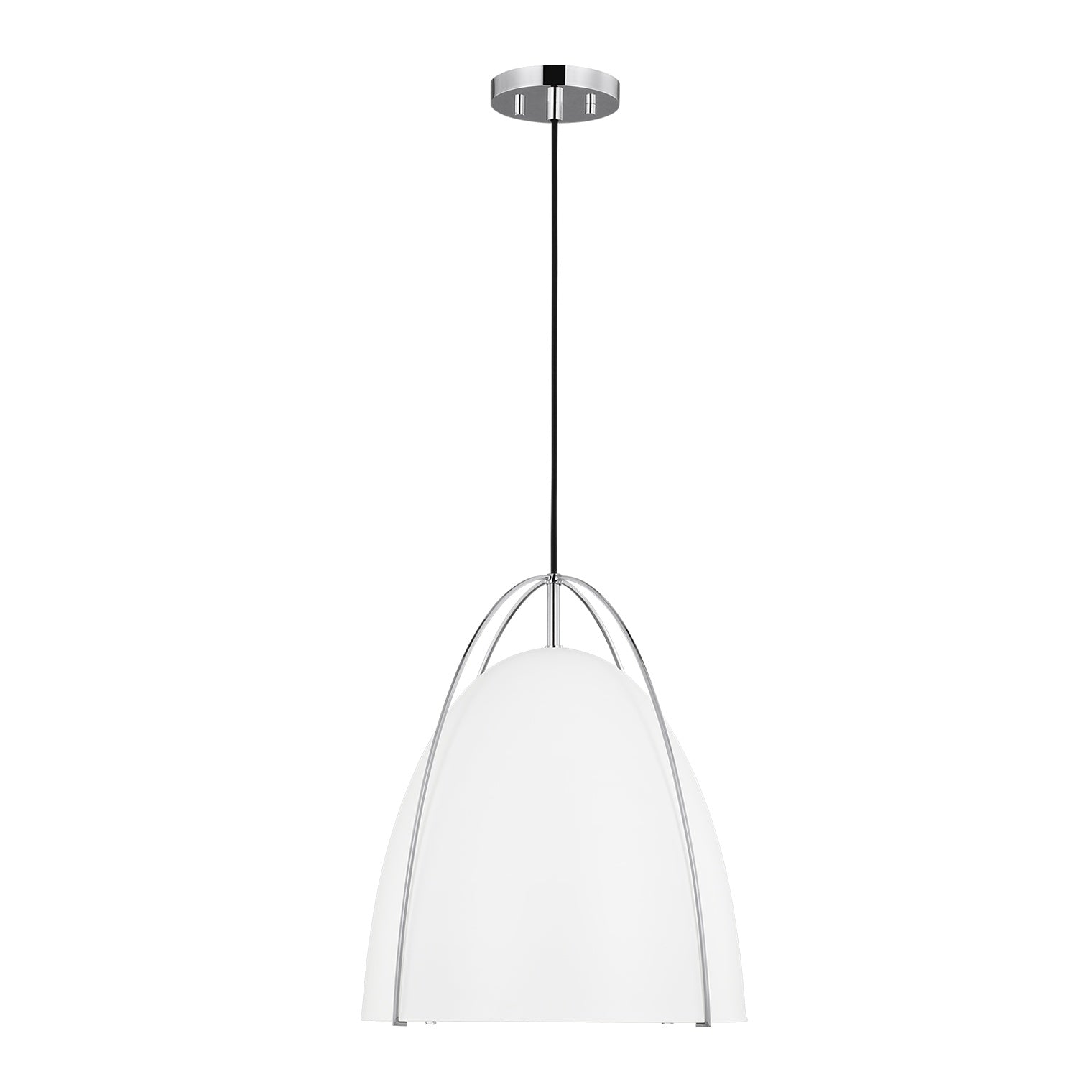 Norman Large One Light Pendant LIGHTING - pendant Visual Comfort Matte White Chrome