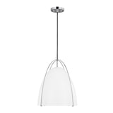 Norman Large One Light Pendant LIGHTING - pendant Visual Comfort Matte White Chrome