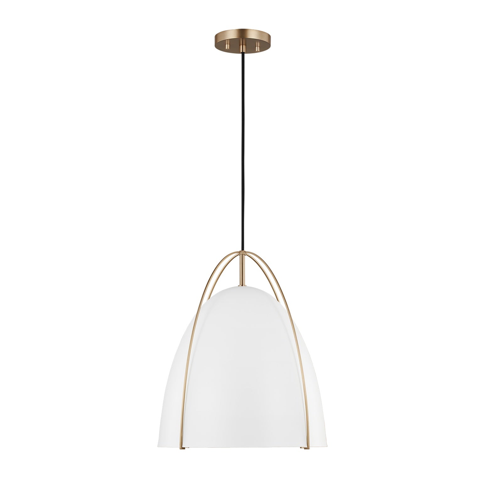 Norman Large One Light Pendant LIGHTING - pendant Visual Comfort Matte White Satin Brass