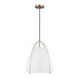 Norman Large One Light Pendant LIGHTING - pendant Visual Comfort Matte White Satin Brass