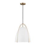 Norman Medium One Light Pendant LIGHTING - pendant Visual Comfort Matte White Satin Brass