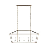 Dianna Five Light Medium Linear Chandelier LIGHTING - chandelier Visual Comfort Satin Brass
