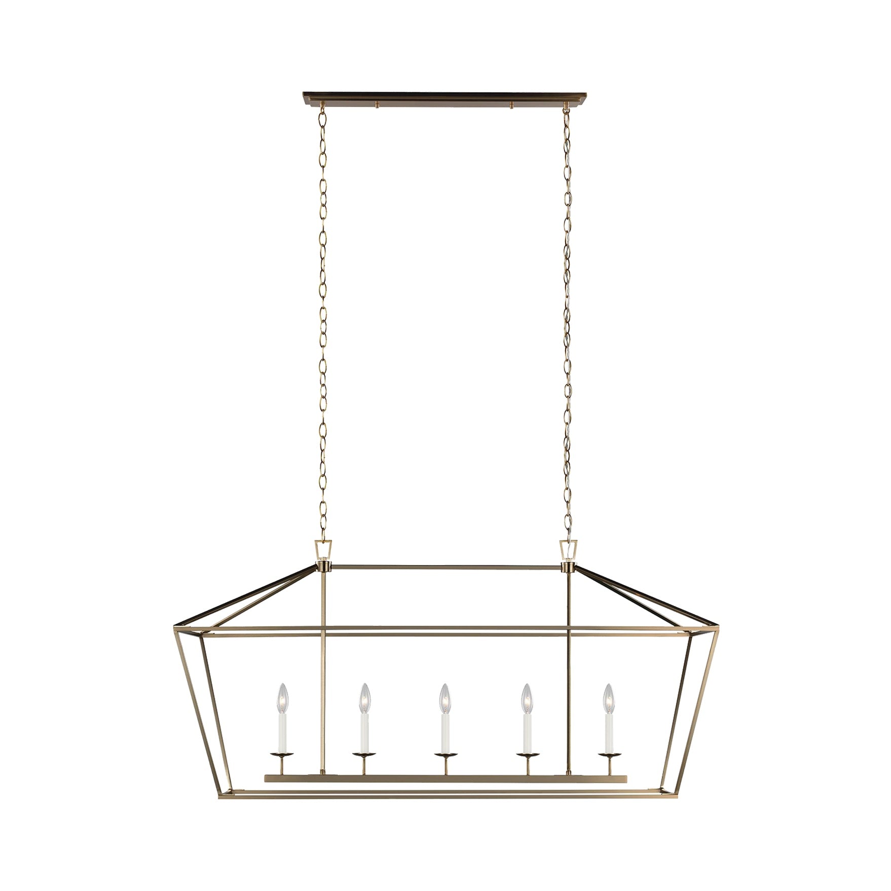 Dianna Five Light Medium Linear Chandelier LIGHTING - chandelier Visual Comfort - Studio Satin Brass