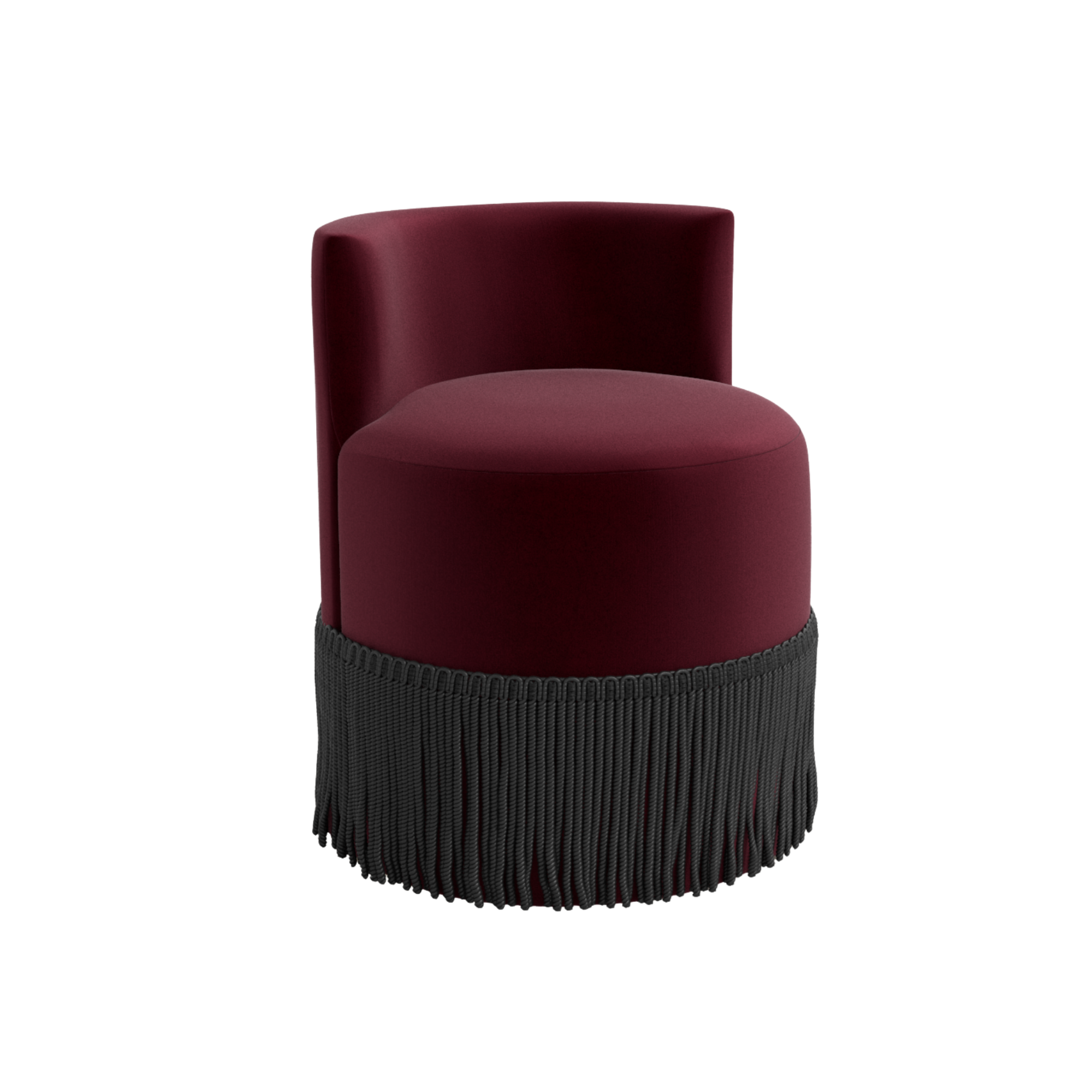 Clover Fringe Vanity Chair FURNITURE - accent chair Skyline Furniture Performance Velvet Raisin Black