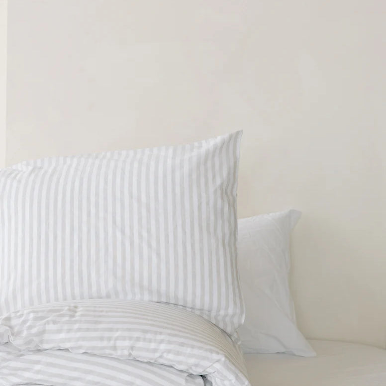 Turkish Cotton Pillow Case Set Fitted Sheet House of Jude Queen Stripe