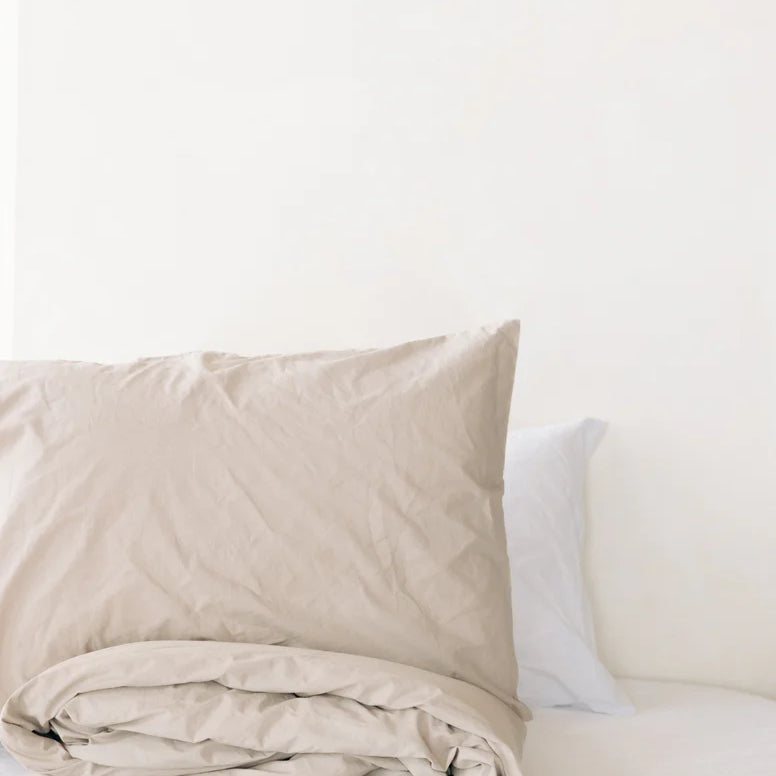 Turkish Cotton Pillow Case Set Fitted Sheet House of Jude Queen Truffle
