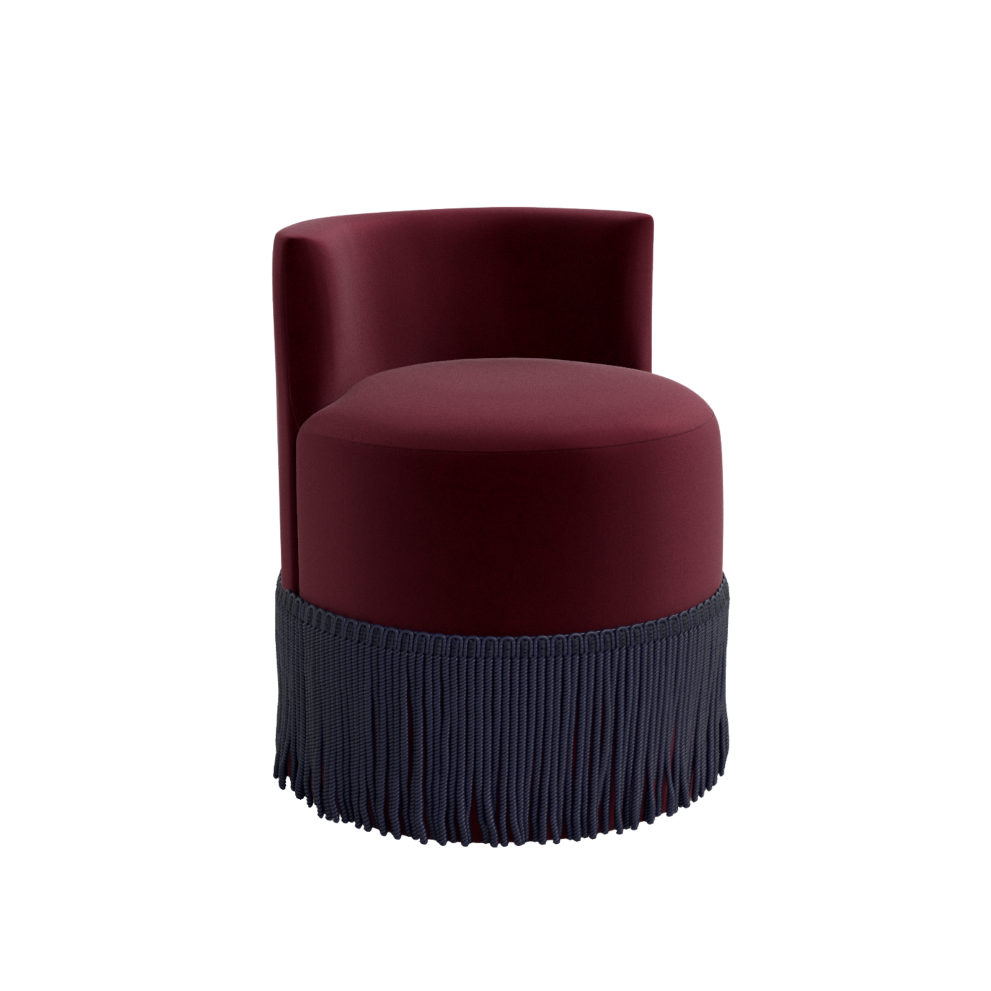 Clover Fringe Vanity Chair FURNITURE - accent chair Skyline Furniture Performance Velvet Raisin Navy