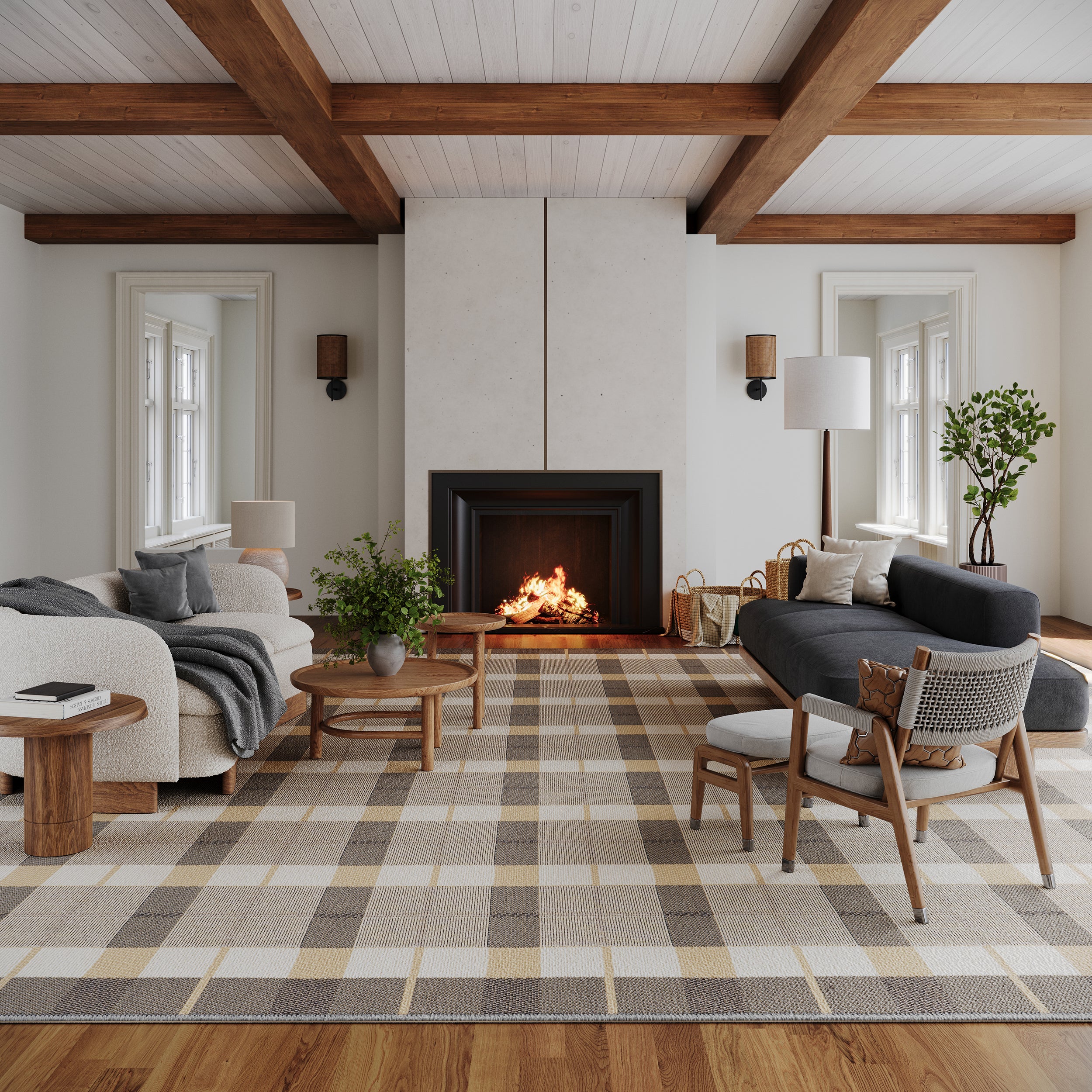 Sundara Modern Plaid Indoor/Outdoor Rug RUGS - synthetic Dash & Albert