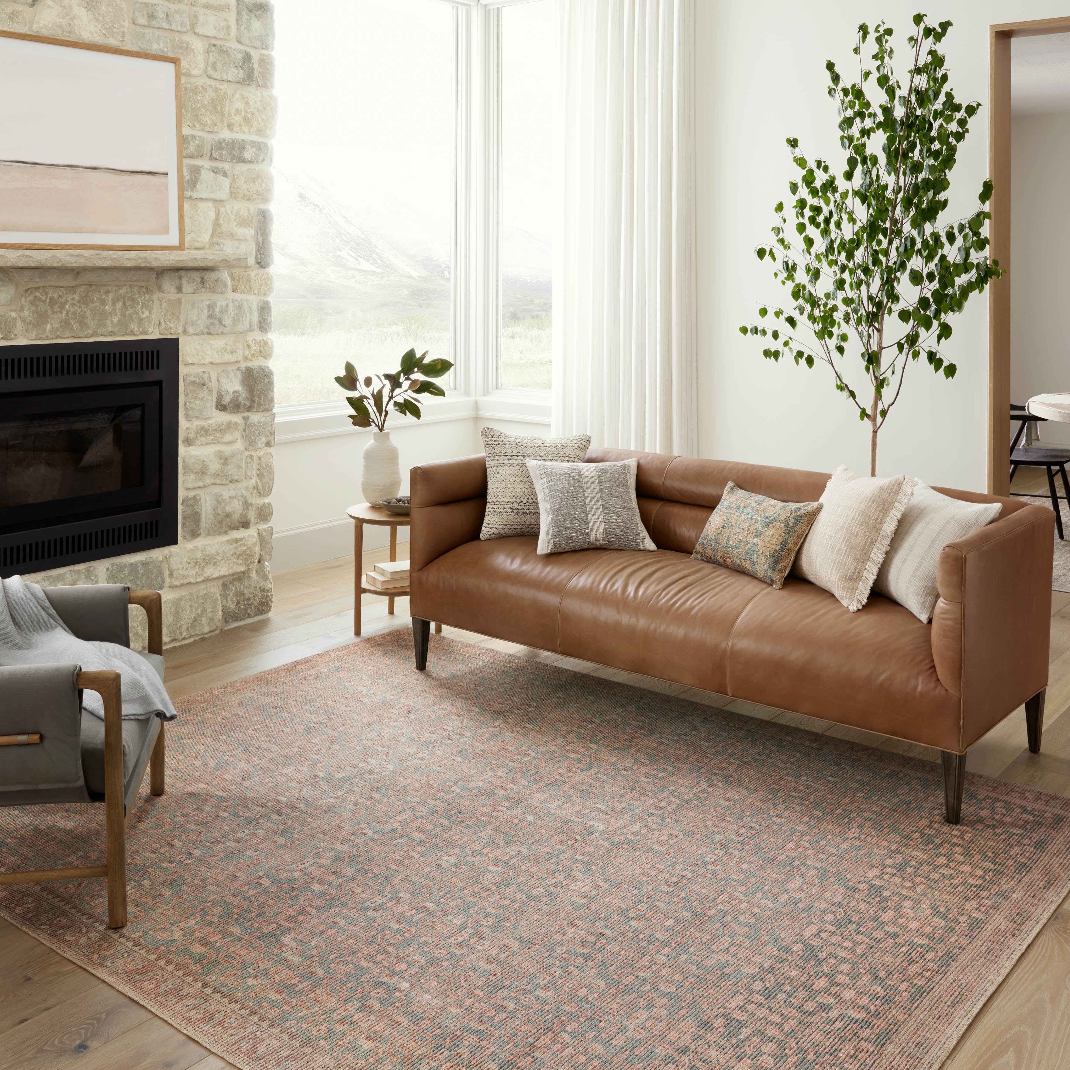 Angela Rose x Loloi Aubrey Blue/ Terracotta Rug 0-RUGS Loloi