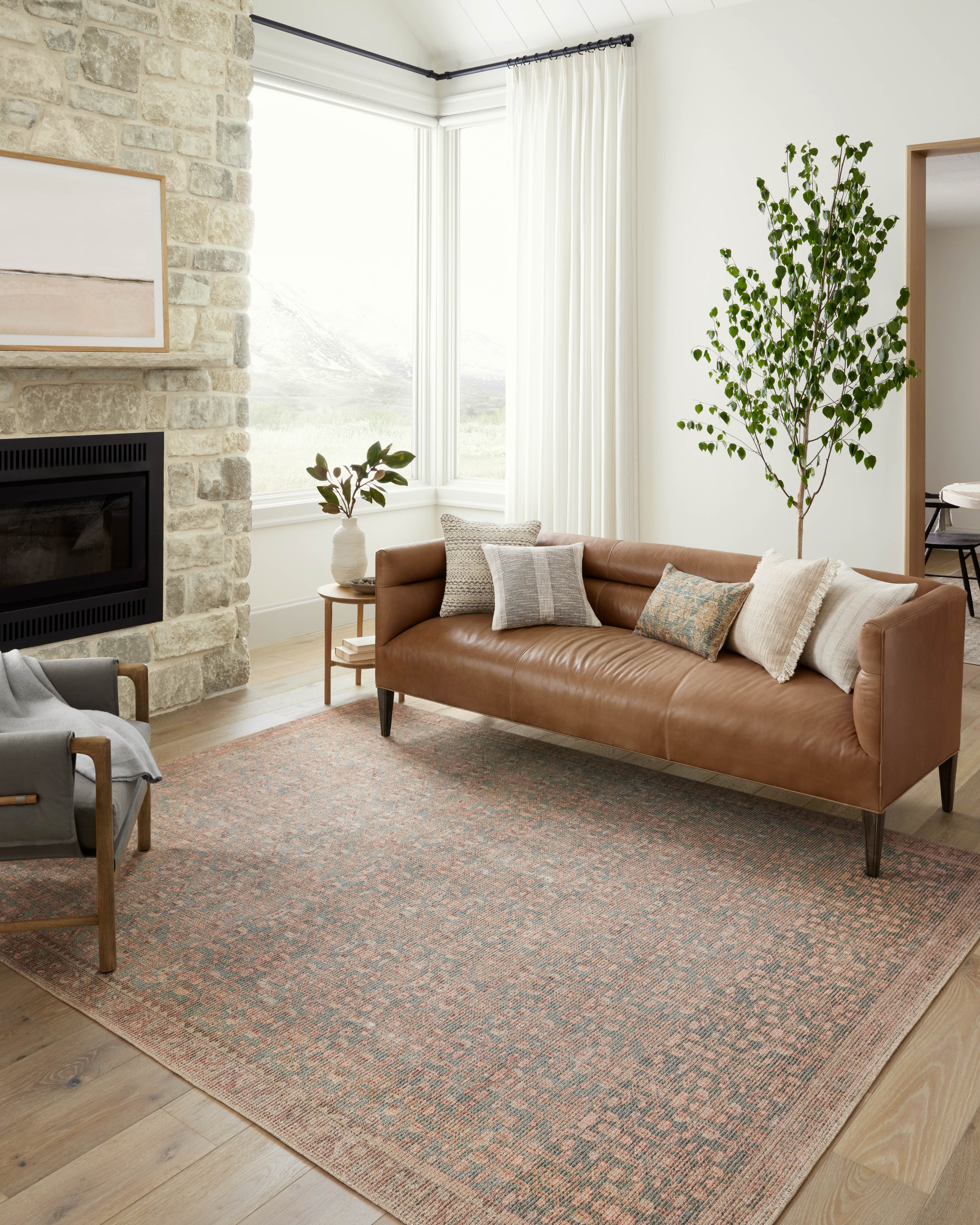 Angela Rose x Loloi Aubrey Blue/ Terracotta Rug 0-RUGS Loloi