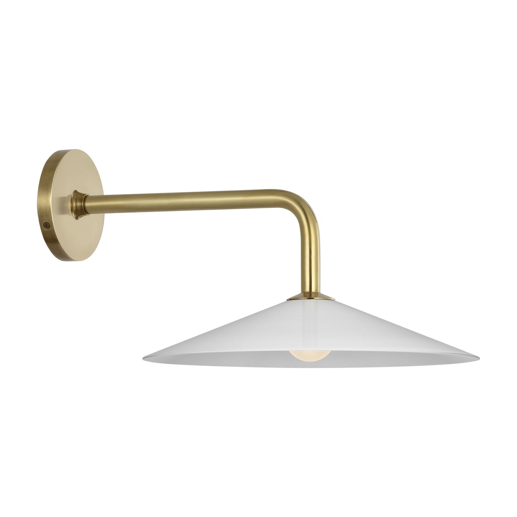 Ponce 9" Sconce, Hand-Rubbed Antique Brass White Glass