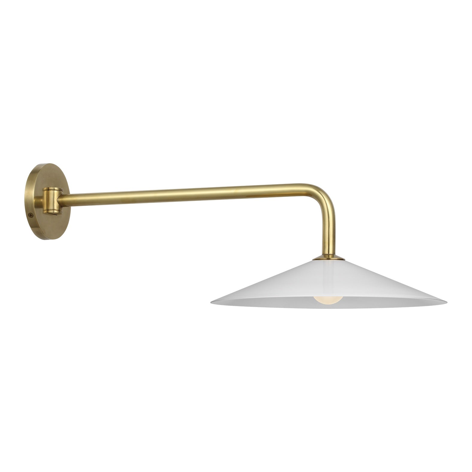Ponce 9" Articulating Sconce, Hand-Rubbed Antique Brass White Glass