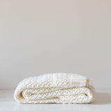 White Honeycomb Knit Throw Blanket- Rug & Weave